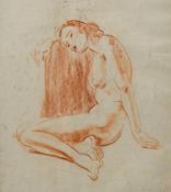 A nude study in crayon, glazed and in a gilt frame. H.73 W.58