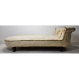 A 19th century upholstered daybed. H.60 W.177 D.77