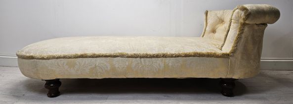 A 19th century upholstered daybed. H.60 W.177 D.77