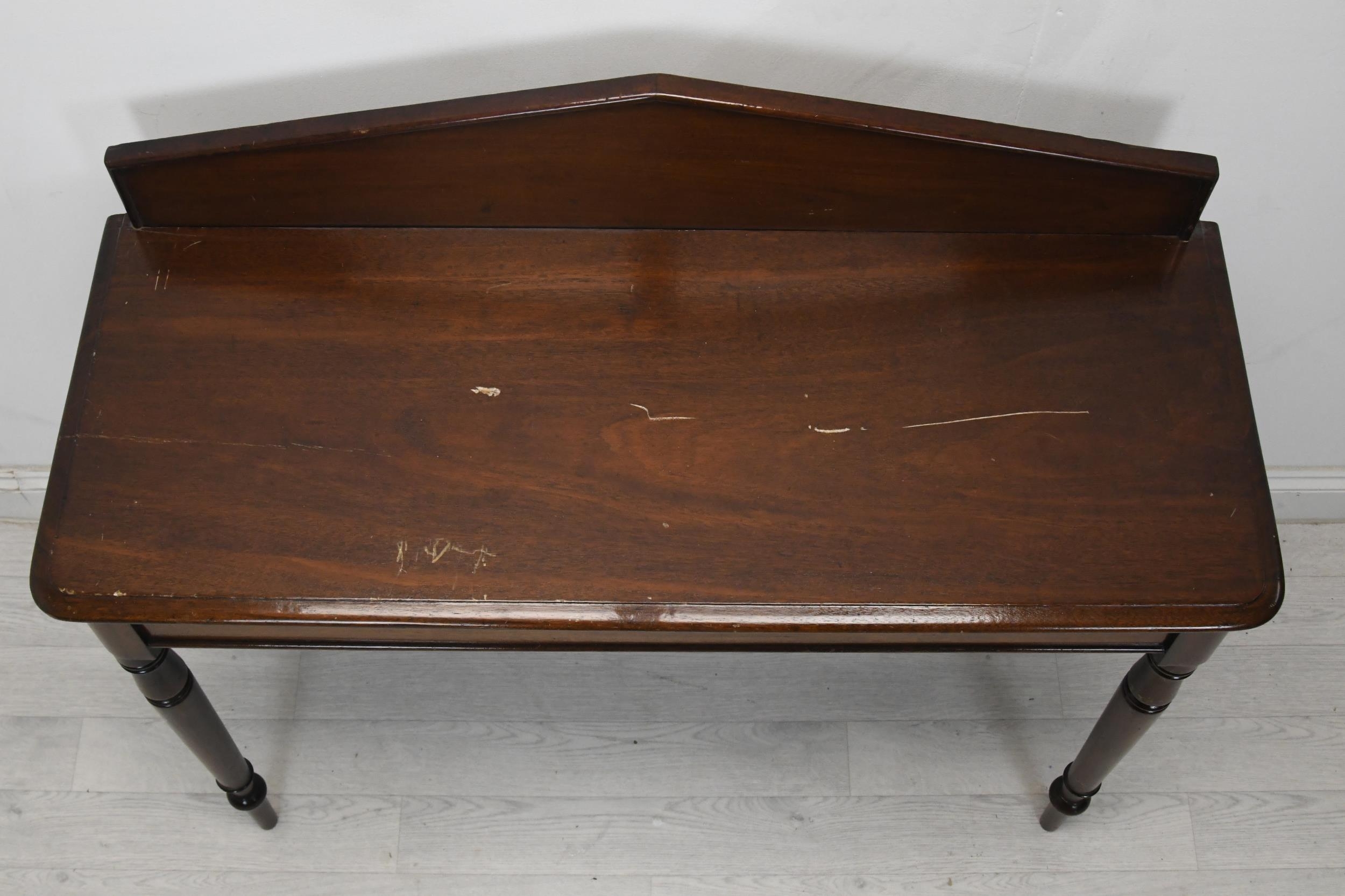 Console table, mid 19th century mahogany on turned supports. H.98 W.102 D.42 (Some damage as seen). - Image 5 of 6