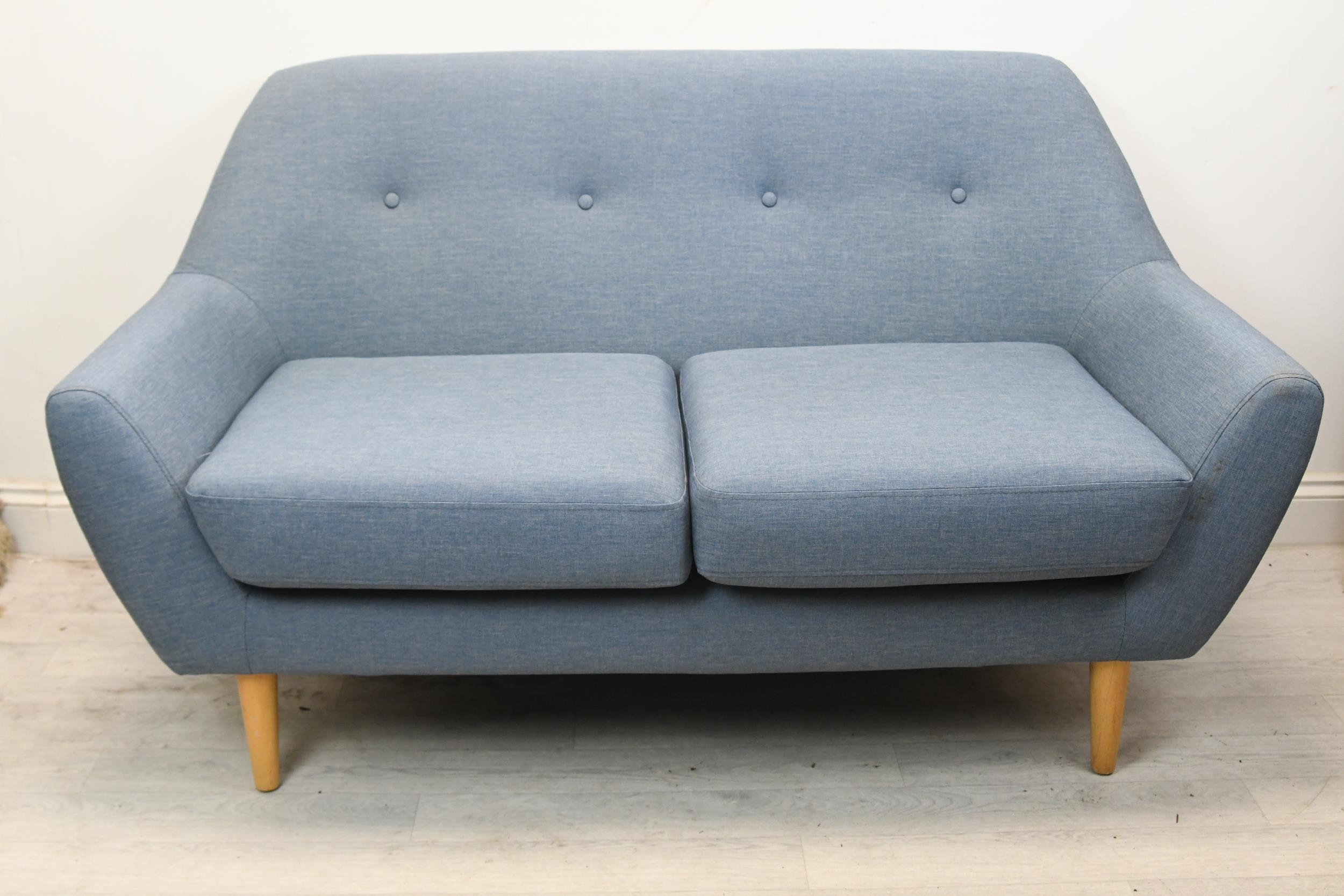 Sofa, contemporary upholstered, in the vintage style. H.79 W.138 D.75