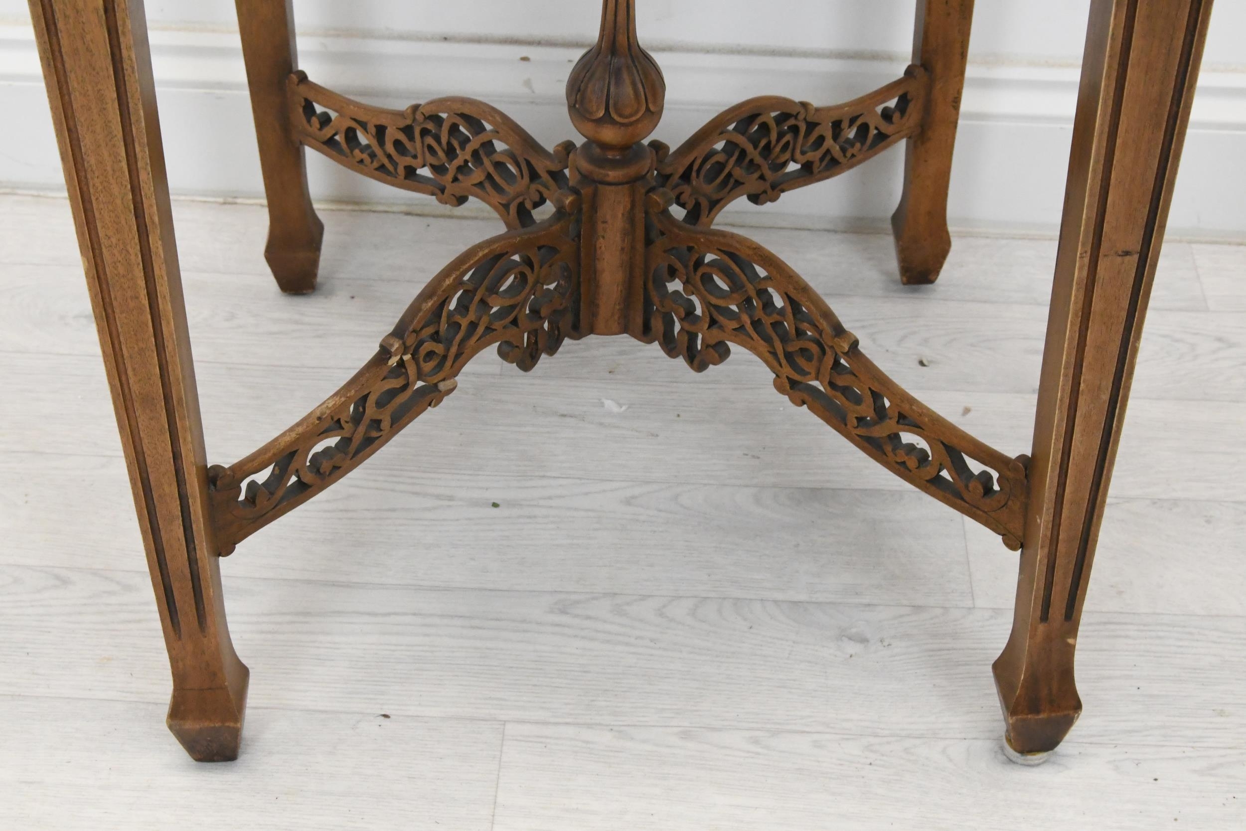 Lamp tables or occasional tables, a pair, Chippendale style mahogany. H.75 W.48 D.48 (In need of - Image 5 of 8