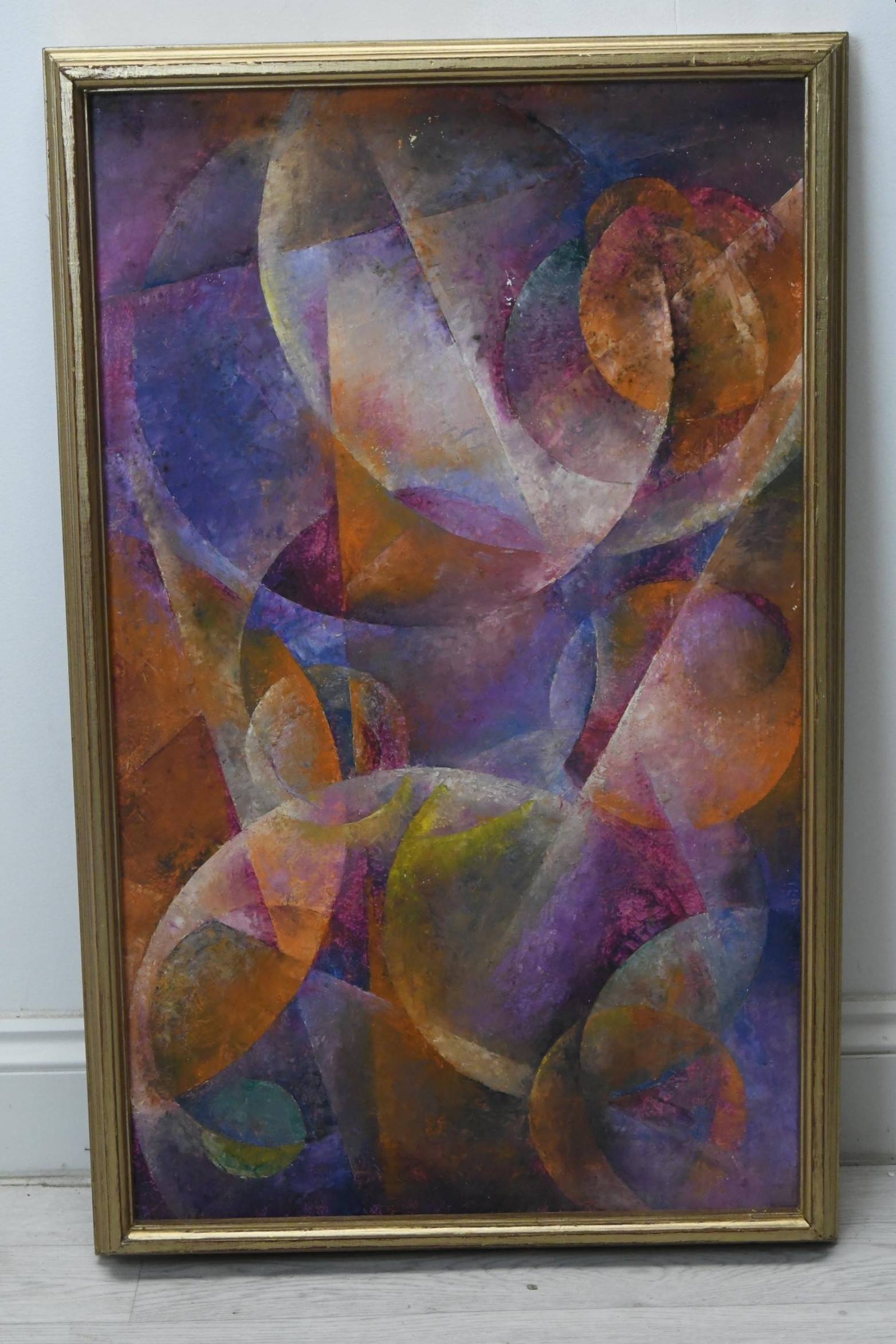 Oil on panel, abstract composition. in gilt frame. H.80 W.50 - Image 2 of 4