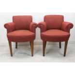 Tub armchairs, a pair, vintage upholstered. H.80 W.69 D.55