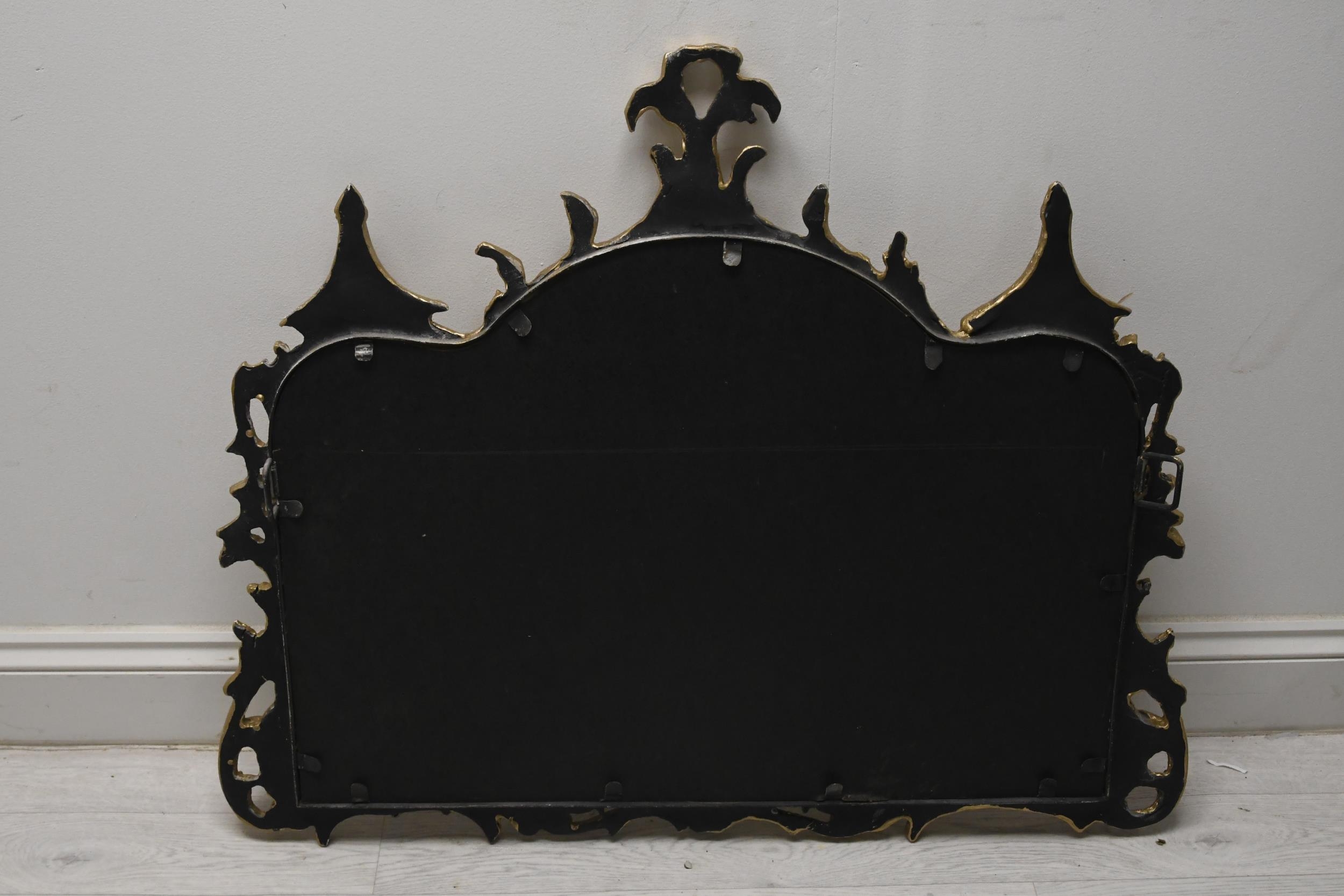 A small gilt metal overmantel mirror in the Chinese Chippendale style. H.70 W.80 - Image 4 of 4