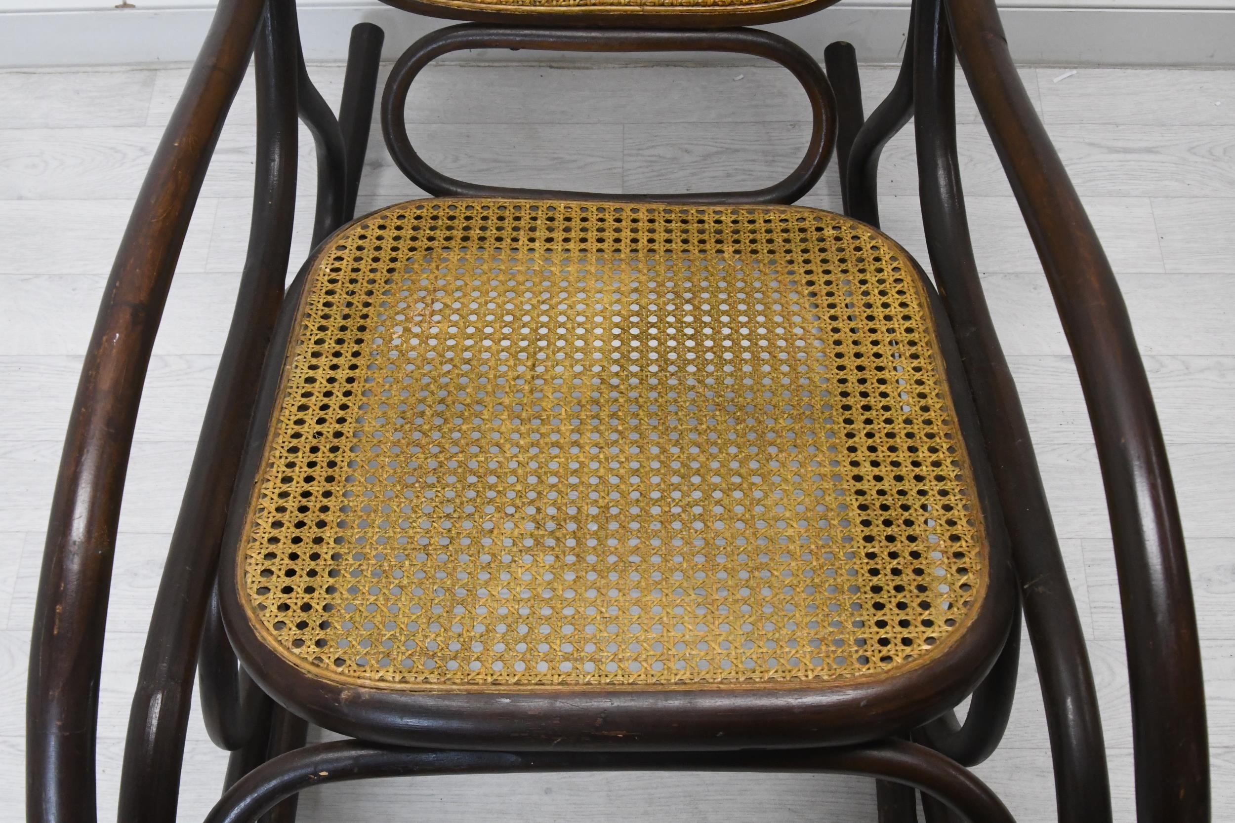 A vintage bentwood rocking chair with caned back and seat. H.110 W.55 D.110 - Image 4 of 4