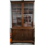 Library bookcase, C.1900 mahogany in two sections. h.223 w.130 d.60