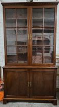 Library bookcase, C.1900 mahogany in two sections. h.223 w.130 d.60