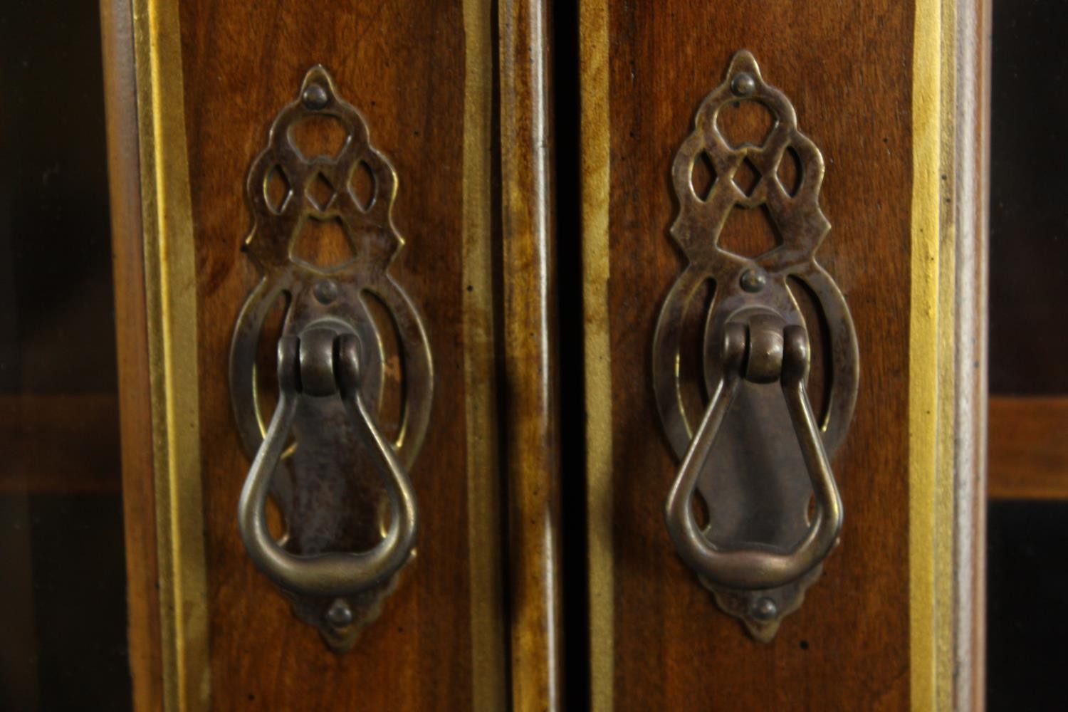 Library bookcase, mid 20th century, Georgian style Chinoiserie lacquered, in two sections. H.219 W. - Image 7 of 7