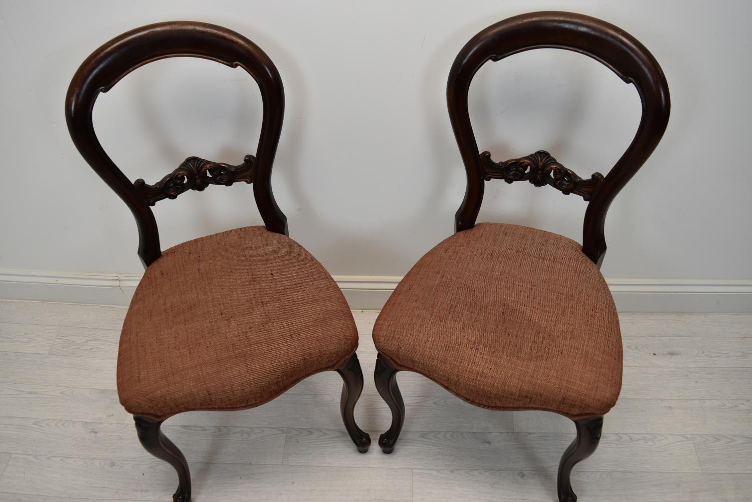 Dining chairs, pair Victorian mahogany. - Image 2 of 5