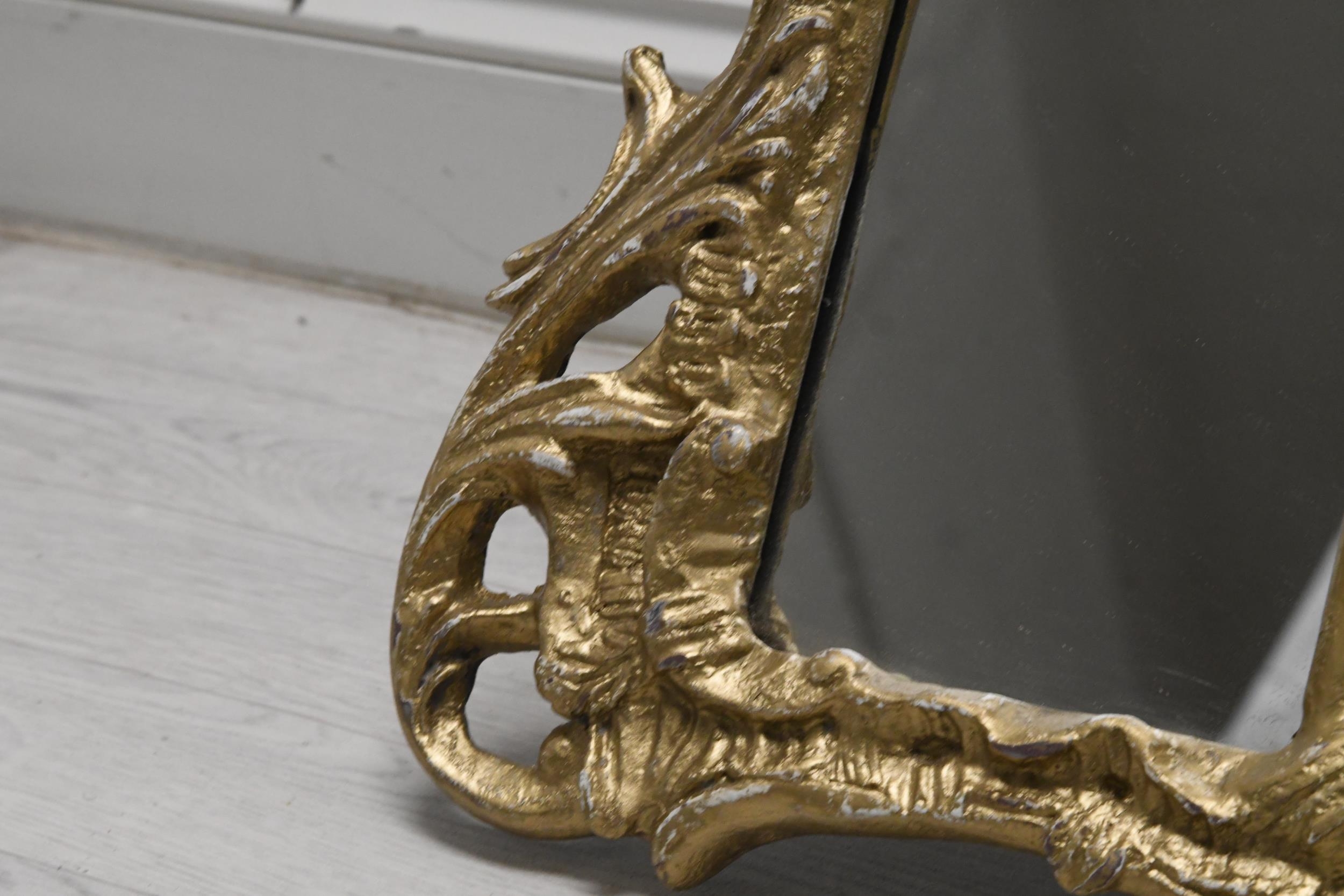 A small gilt metal overmantel mirror in the Chinese Chippendale style. H.70 W.80 - Image 3 of 4