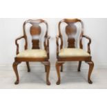 Armchairs, a pair, mid Georgian style burr walnut. H.96 W.56 D.46