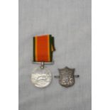 WW2 medal for the Union Defence force plus a hallmarked silver badge BSC.