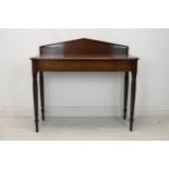 Console table, mid 19th century mahogany on turned supports. H.98 W.102 D.42 (Some damage as seen).