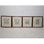 A set of four contemporary framed and glazed prints, Louis XV style furniture and furnishings. H.