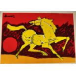 Maqbool Fida Husain, Indian, (1915 - 2011), Horse and sun, serigraph in colours, artist's proof,