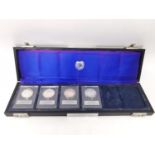 A cased set of four British Commemorative Society, fine silver proof medals. William I, Magna Carta,
