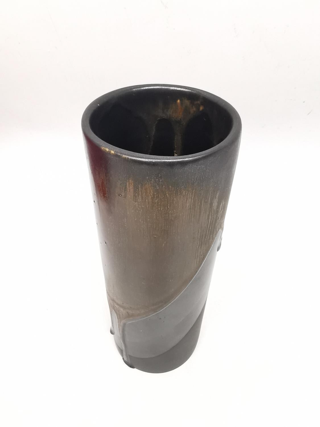 Jan Bontjes van Beek, Dutch, (1899 - 1969), a cylindrical black glaze and brown drip glaze art - Image 4 of 6