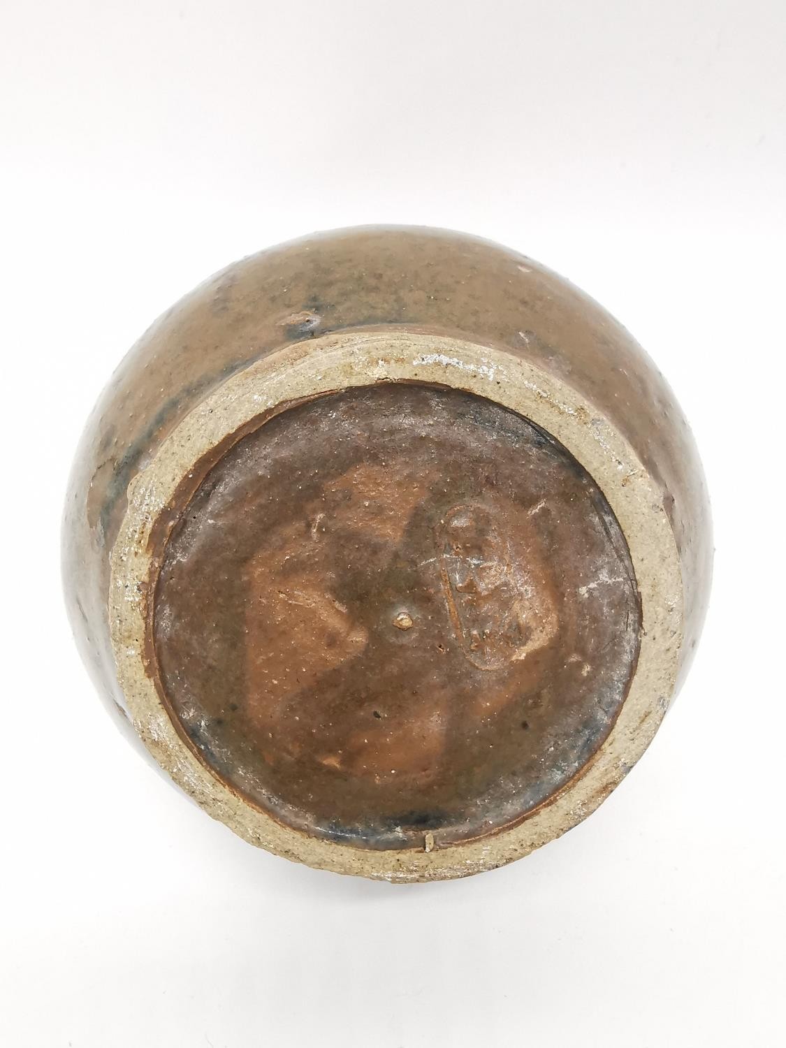 Three 20th century Japanese brown glaze bottle vases with raised character mark to the base. H.15cm - Image 8 of 11