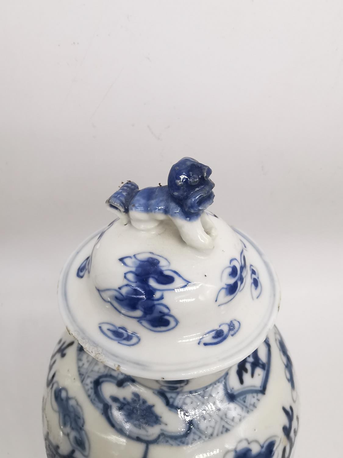 A pair of 19th century Chinese blue and white lidded dragon vases. Each vase decorated with four - Image 6 of 17