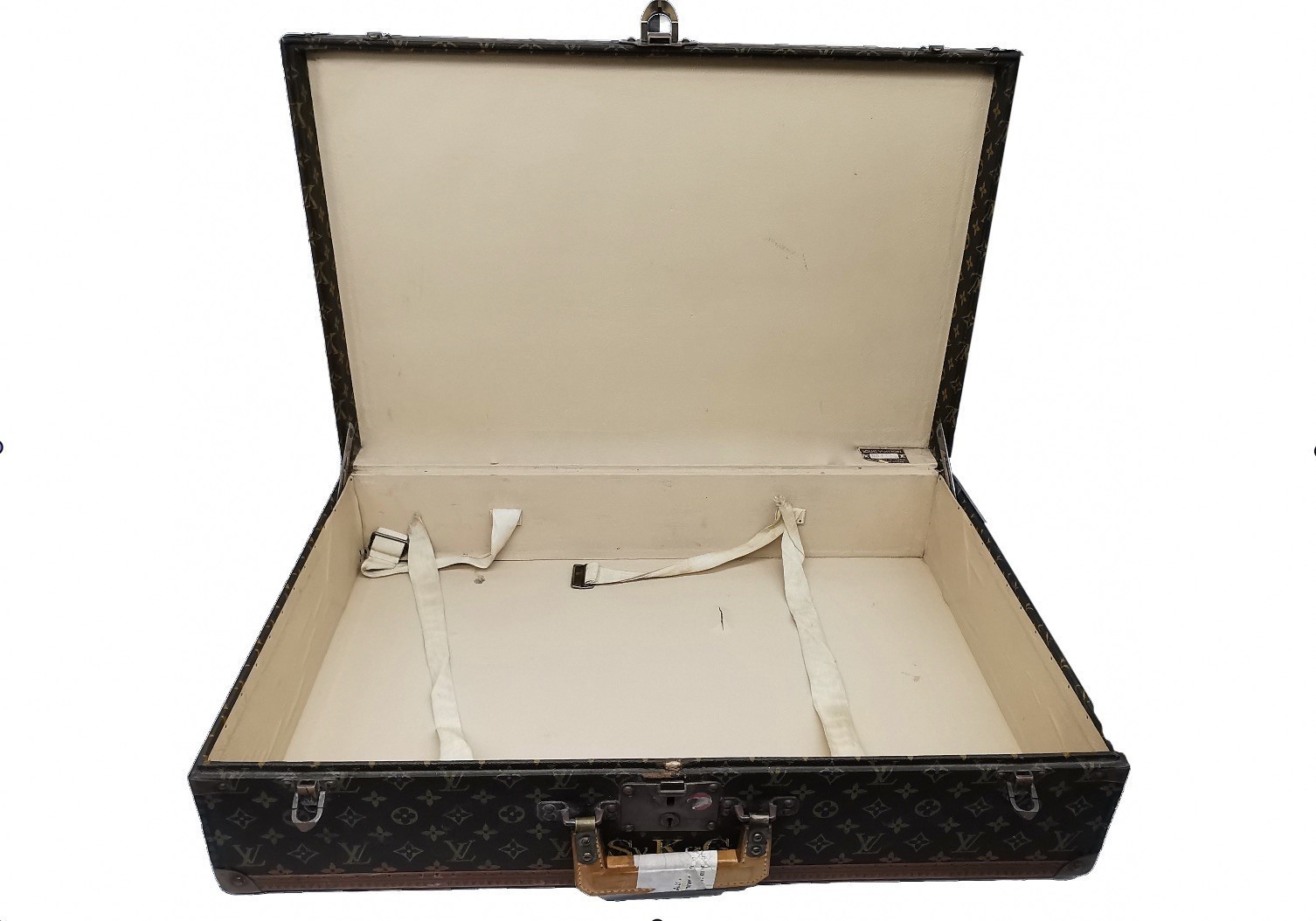 A French mid-20th century Louis Vuitton hard-sided case, the exterior finished in the famous - Image 2 of 16