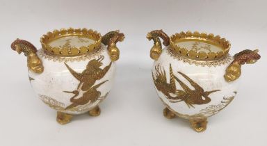 A pair of early 20th century Coalport gilded and adorned Japanese design porcelain vases with gilded