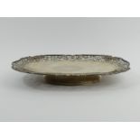 George VI silver fruiting vine decorated pedestal dish, Sheffield 1936, 491 grams. 27 x 4 cm. UK