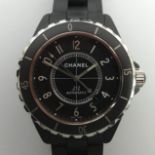 Chanel J12 H3131 42 mm black ceramic automatic Divers watch, boxed and with manuals. UK Postage £15.