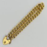 Edwardian 9ct gold hollow curb link gate bracelet, Birm. 1905, 13.9 grams. 8 mm wide, 18 cm long. UK