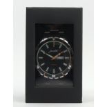 Sekonda black dial date adjust stainless steel gents quartz movement watch, as new. 48 mm wide. UK