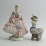 Royal Worcester limited edition figure 1855 The Crinoline and a Lladro Nao figure of a girl with a