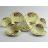 1950's Paragon bone china set of six floral china cabinet cups and saucers. Cups 6.3 cm high,