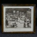 Cassel & co 1888 Louis Wain lithograph "Mrs Tabby's Academy". 35 x 29 cm. UK Postage £15.