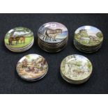 Wedgwood, Spode, Royal Worcester wall plates, depicting rural scenes. 21.5 cm largest. Collection