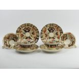 Four Bloor Derby Imari porcelain cabinet cups and saucers, circa 1830. Cups 5.5 cm high, saucers