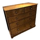 Victorian pine chest of two over three drawers. 125 cm wide x 60 deep x 118 high. Collection only.