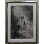 A framed and glazed 19th century engraving of a young Queen Victoria, 'To the British Nation' 65 x
