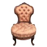 A Victorian upholstered walnut nursing chair. 77 x 50 cm. Collection only.