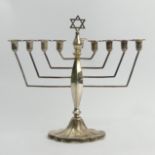 Elizabeth II silver Menorah, Birm.1969, 268 grams. 23 cm high. UK Postage £14.