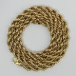 9ct gold rope twist chain necklace, 35.4 grams. 67 cm x 6 mm. UK Postage £12.