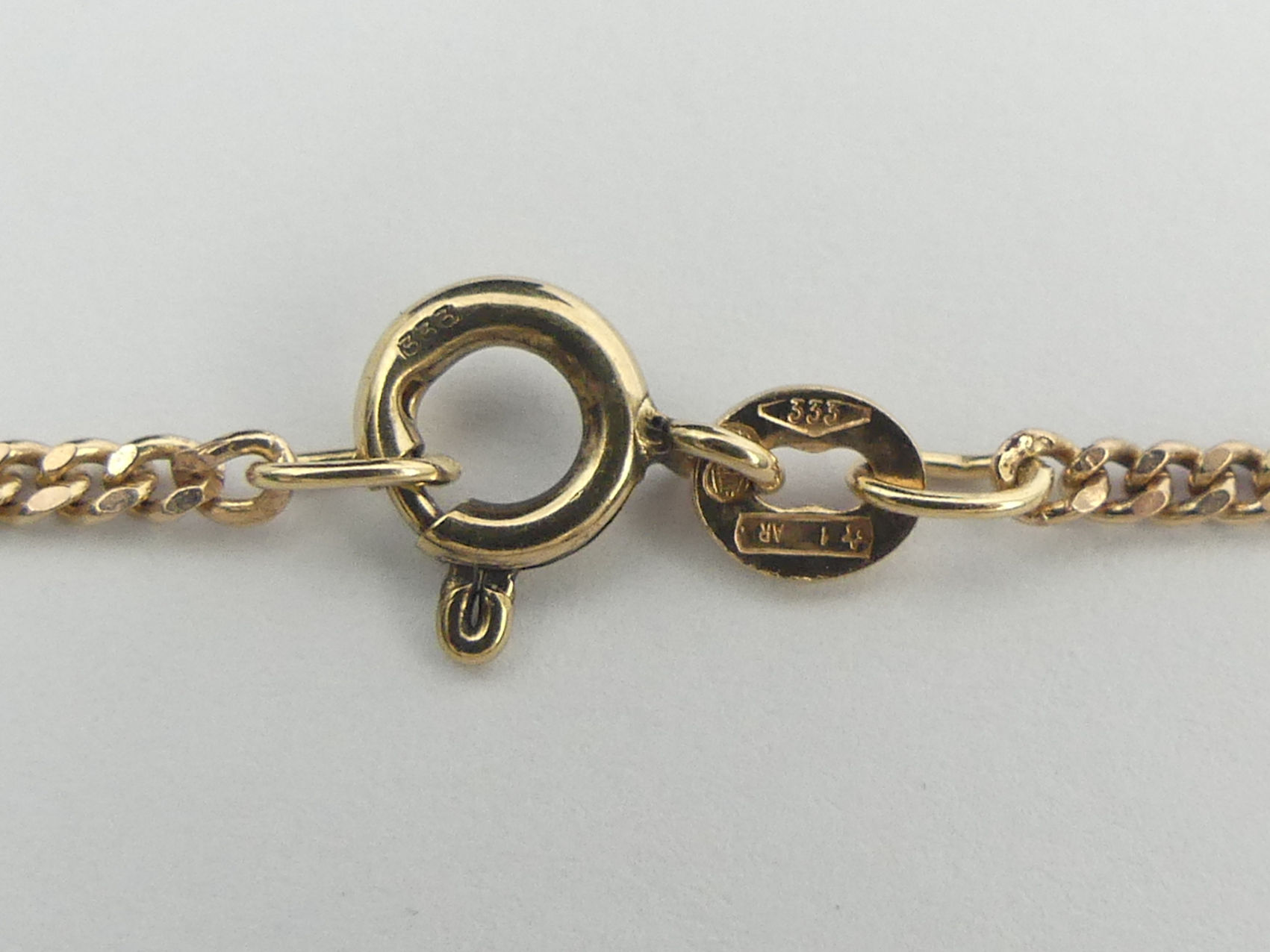 9ct rose gold lapis set necklace, 13.5 grams, 43.5 cm long, drop 25 mm. Uk Postage £12. - Image 5 of 5