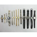 A collection of watches including a gents Maine tank chronograph in working order. UK Postage £12.