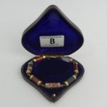 Victorian 9ct rose gold (tested) Scottish hardstone bracelet, 19.2 grams. 20.5 cm x 7.6 mm. Uk