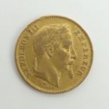 Napoleon III French Empire 20 franc fine gold coin, 6.5 grams. 21.1 mm. UK Postage £12.