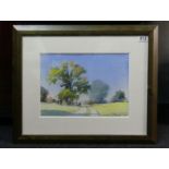 William Newton framed and glazed watercolour of a rural scene. 58 x 48 cm. Collection only.