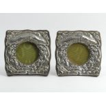 A pair of silver art nouveau easel back photo frames 'Rosemary that's for Rememberance'