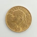 Swiss 1935 20 Swiss franc fine gold coin, 6.5 grams. UK Postage £12.