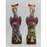 A pair of Chinese famille rose palette Asiatic pheasant figures. 26 cm. UK Postage £14.