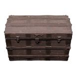 A Victorian pine dome top trunk. 57 x 46 x 85 cm. Postage not available.
