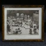 Cassel & co 1888 Louis Wain lithograph "Mrs Tabby's Academy". 35 x 29 cm. UK Postage £15.